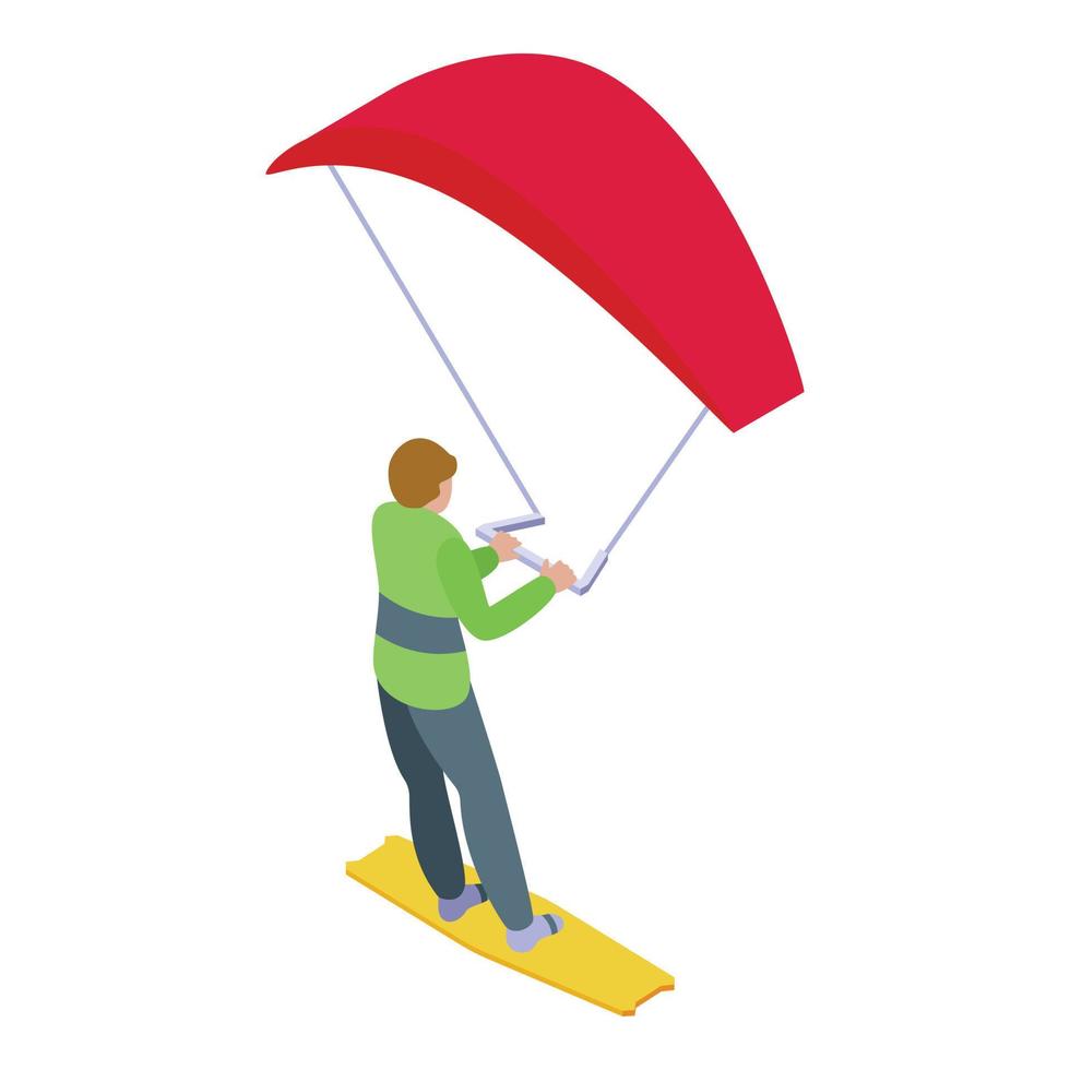 jongen kitesurfen icoon isometrische vector. wind surfen vector