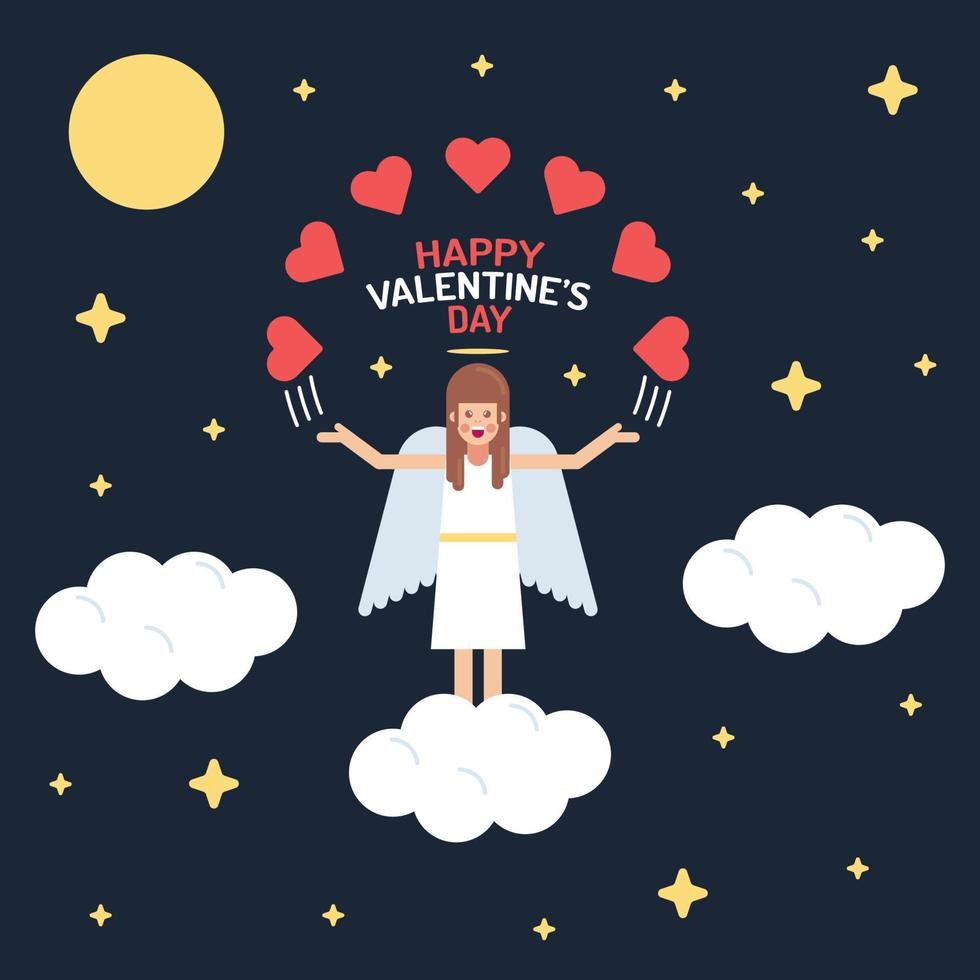 meisje op wolk. hart liefde Valentijnsdag illustratie vector