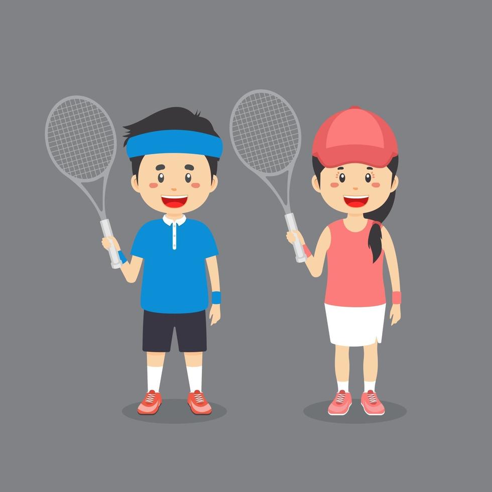 paar karakter tennis outfits dragen vector