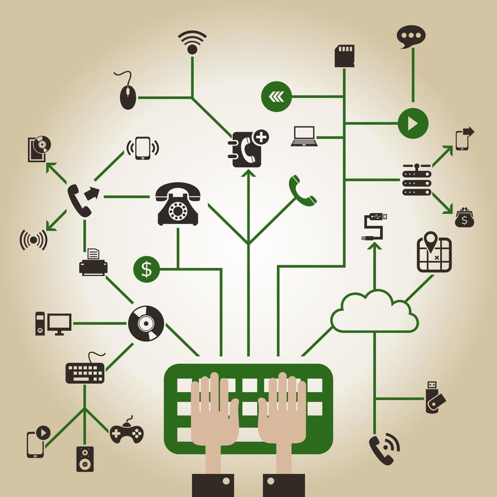 elektronica in een computer netwerk. een vector illustratie