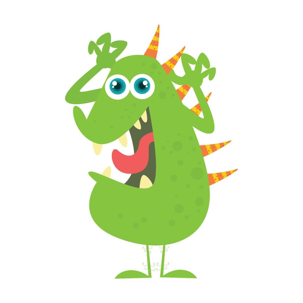 schattig grappig buitenaards wezen groen monster vector