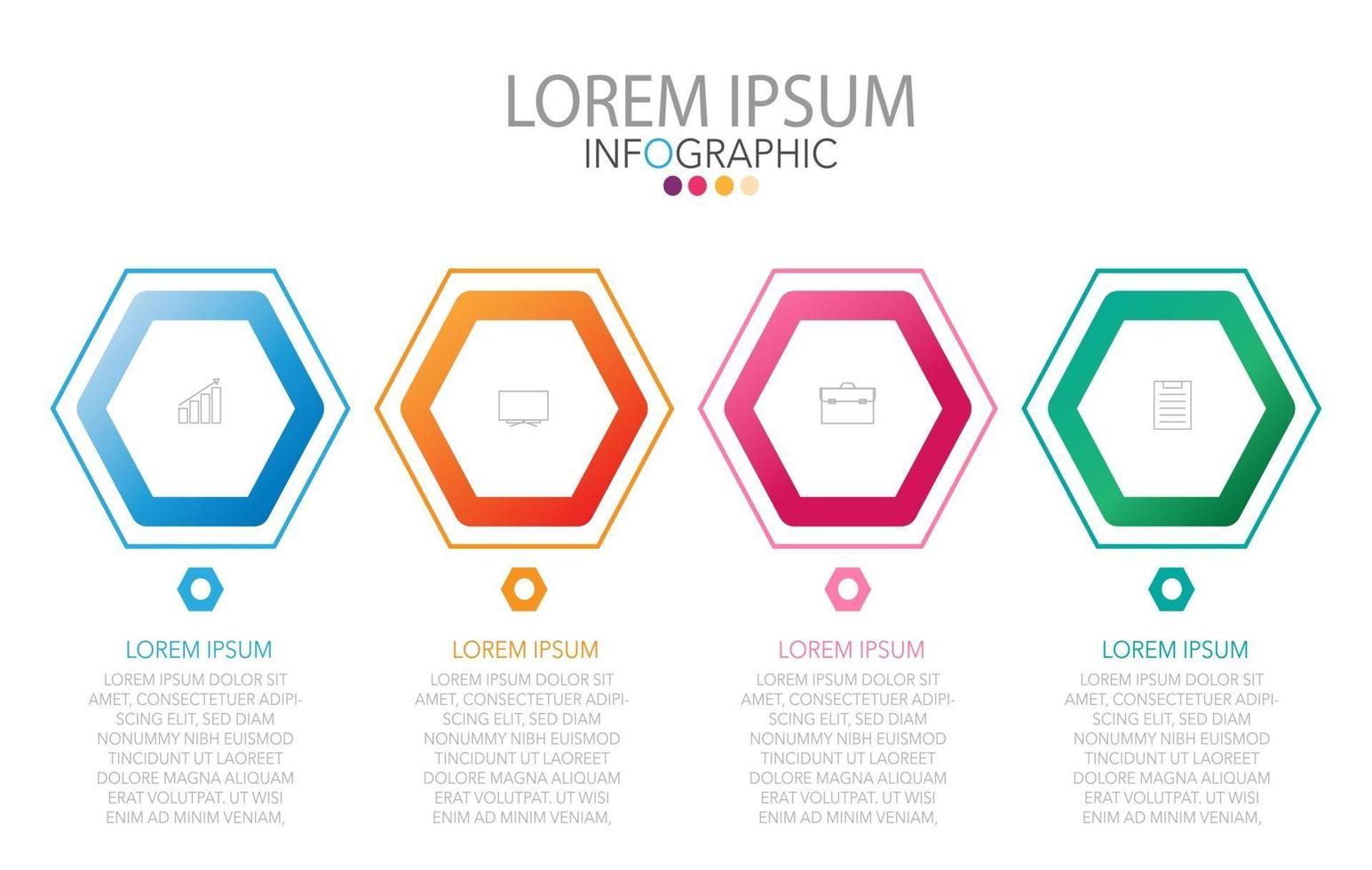 infographic sjabloon in vier stappen, sjabloon voor diagram, grafiek, presentatie en grafiek. vector