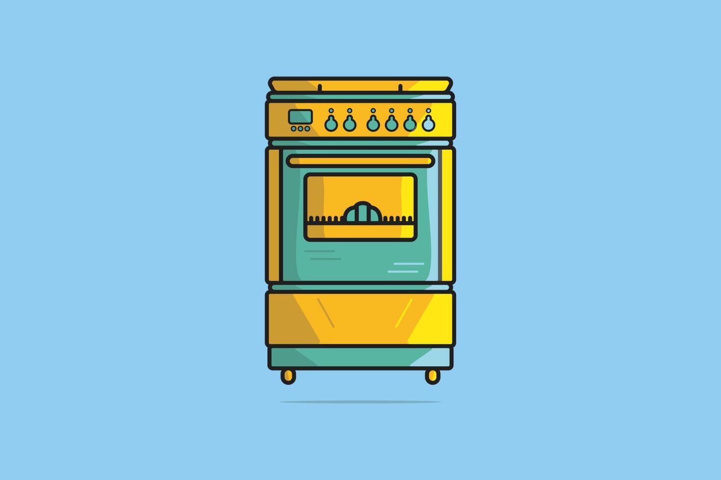 huiselijk gas- fornuis oven vector illustratie. restaurant keuken toestel element icoon concept. elektrisch oven vector ontwerp met schaduw. Koken apparatuur, elektrisch huishoudelijke apparaten, keuken technologie.