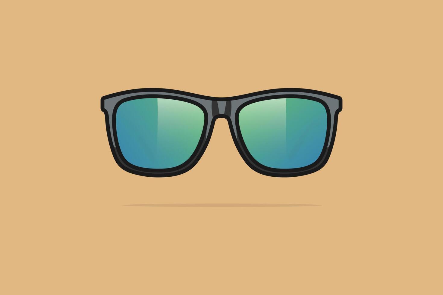 zomer glimmend grijs zon bril met elegant vorm vector illustratie. zomer bril voorwerp icoon concept. zomer mode bril met schaduw vector ontwerp Aan licht oranje achtergrond.