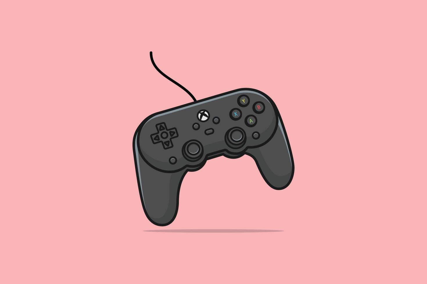 bedieningshendel controleur en spel stootkussen stok vector illustratie. sport- en technologie gaming voorwerpen icoon concept. video spel controleur of spel troosten vector ontwerp met schaduw Aan oranje achtergrond.