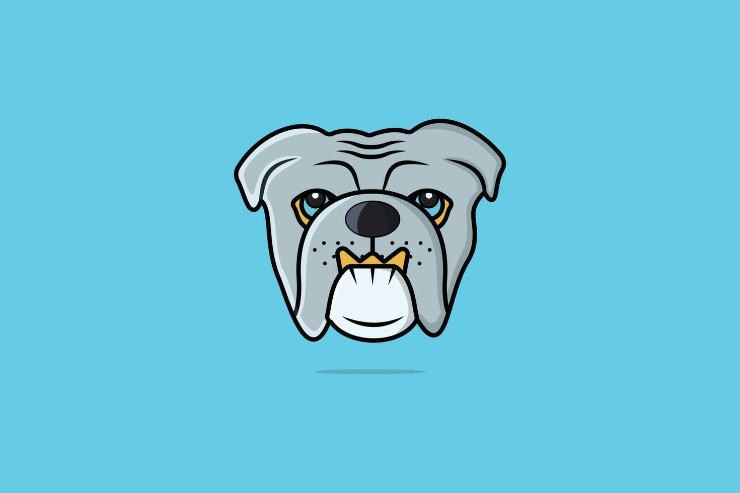 verdrietig bulldog hoofd tekenfilm vector illustratie. dier natuur icoon concept. bulldog gezicht vector ontwerp met schaduw Aan licht oranje achtergrond. hond gezicht, aanbiddelijk hond, hondje icoon, huis veiligheid.