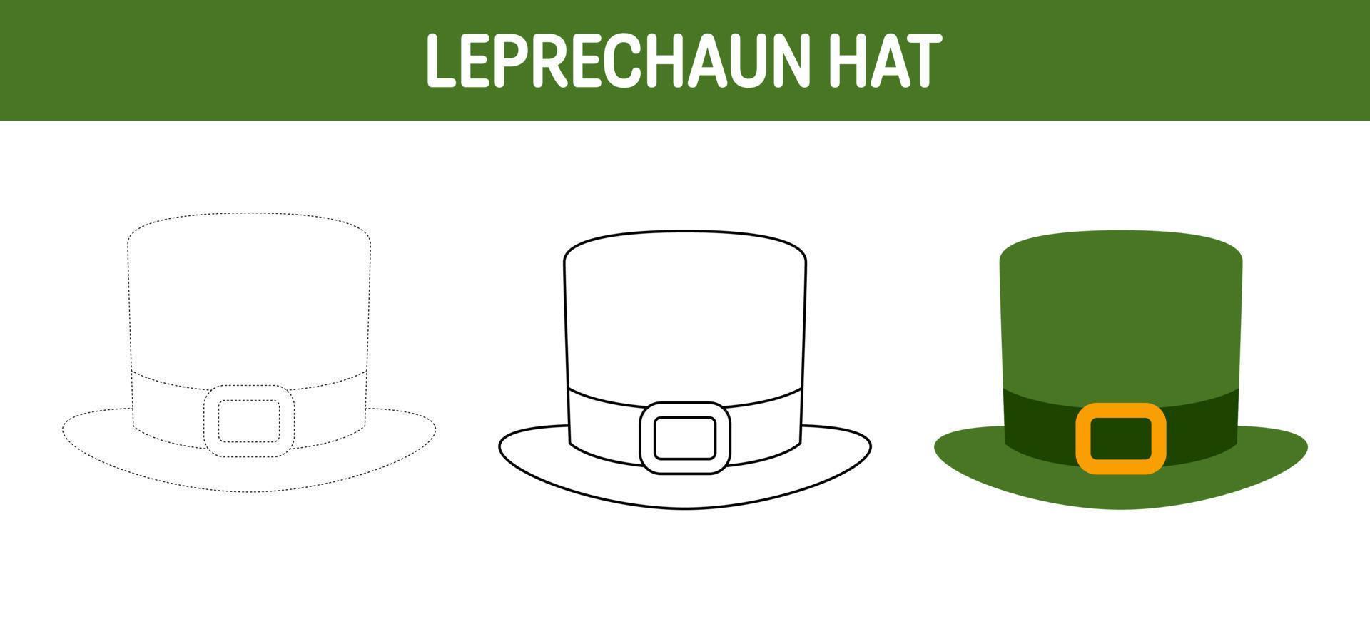 elf van Ierse folklore hoed traceren en kleur werkblad voor kinderen vector