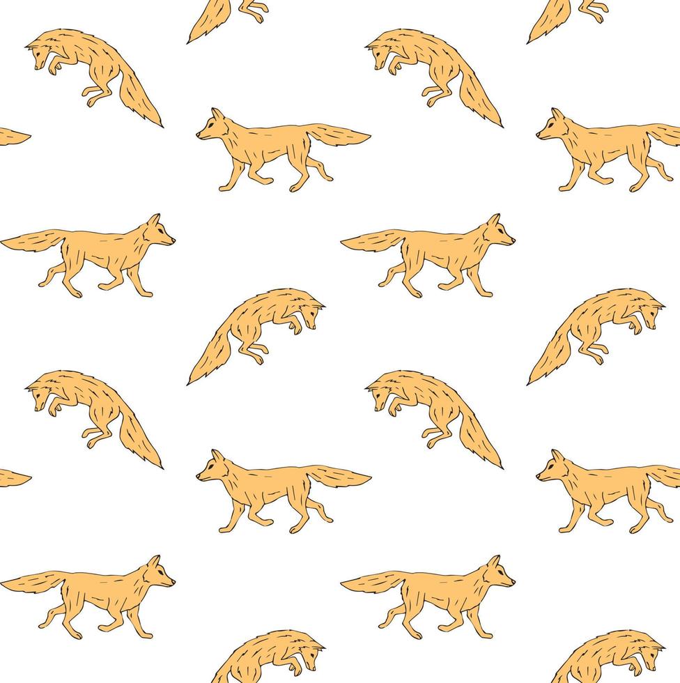 vector naadloos patroon van tekening oranje vos