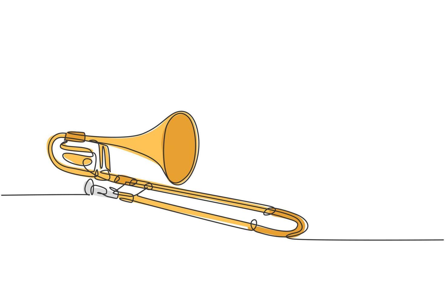 één enkele lijntekening van luxe bastrombone. blaasmuziek instrumenten concept continu lijn tekenen grafisch ontwerp vectorillustratie vector