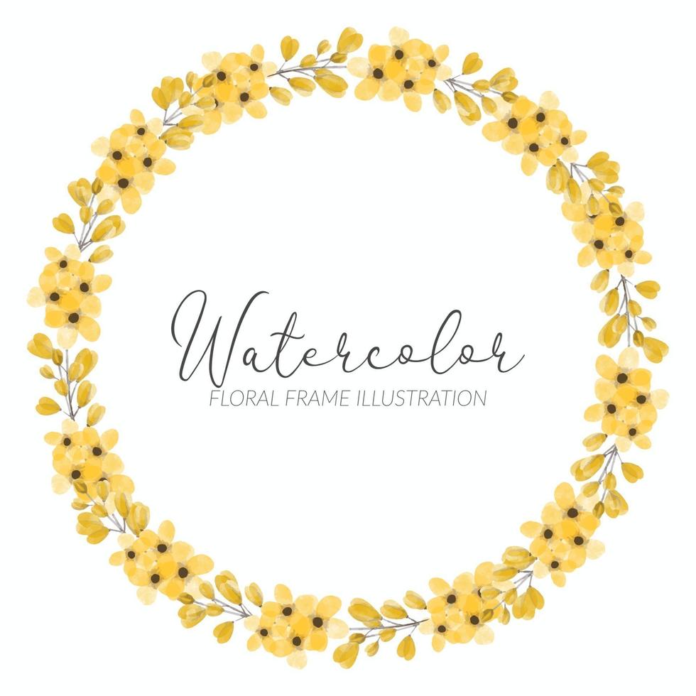 gele wildflower aquarel bloem cirkelframe vector