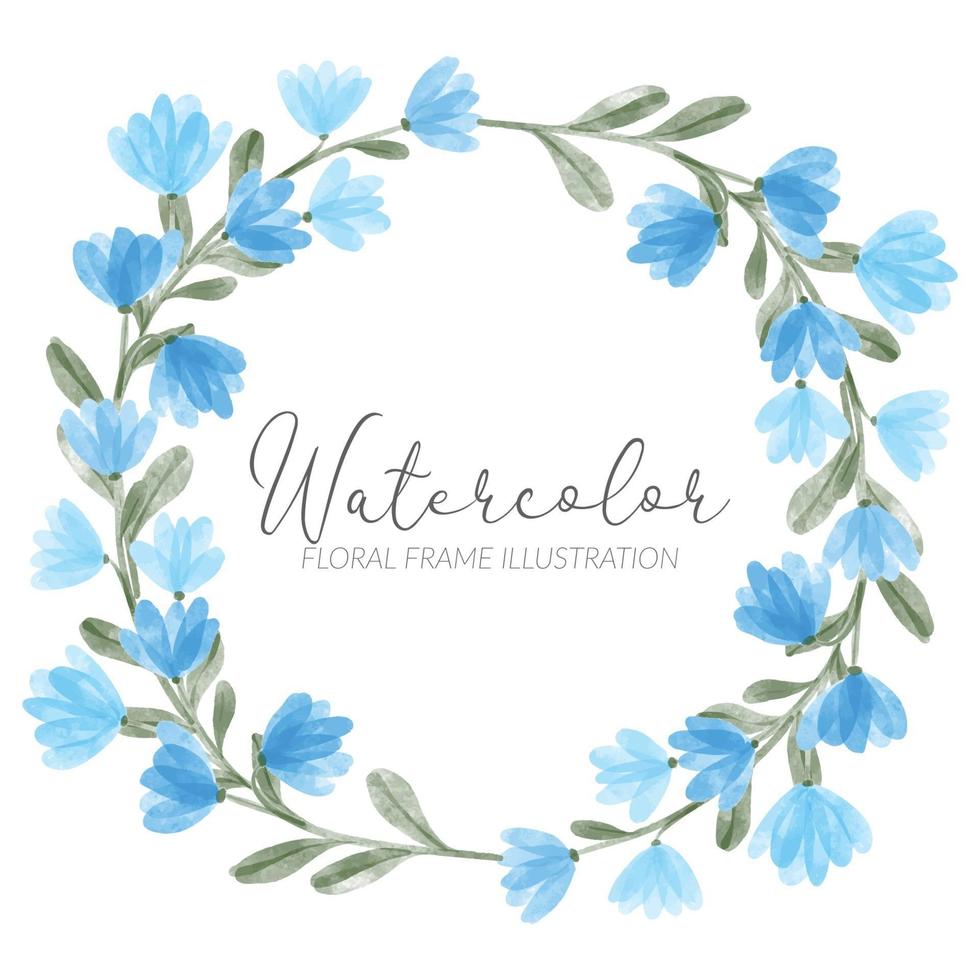 aquarel schattige blauwe wildflower bloemen cirkel krans vector