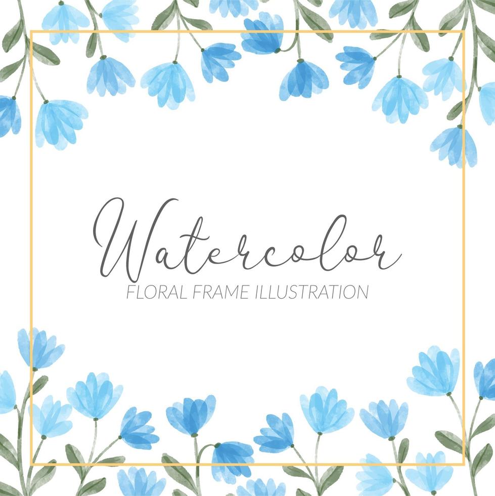 aquarel schattige blauwe wildflower bloemen vierkante frame illustratie vector