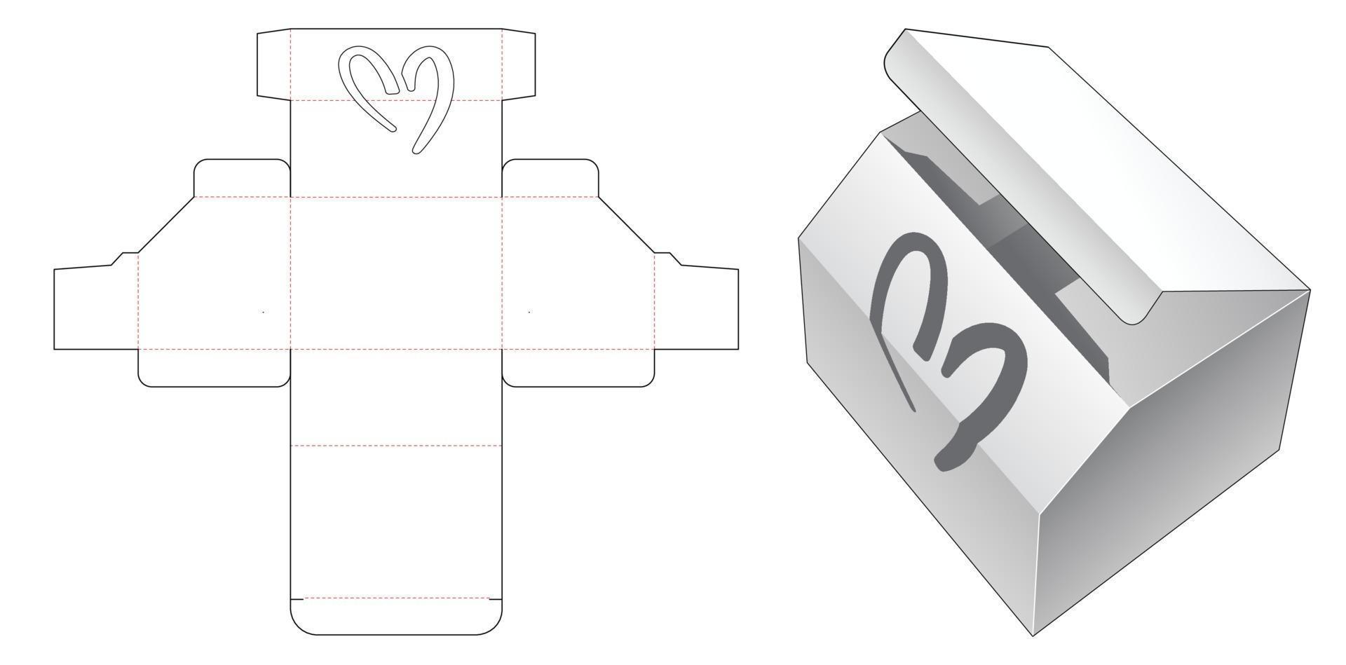 hoekverpakking met hartvormig venster gestanst sjabloon vector
