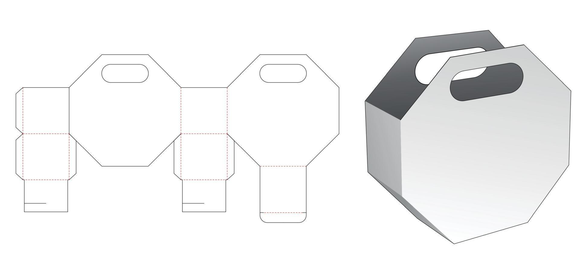 achthoekige verpakkingstas gestanst sjabloon vector