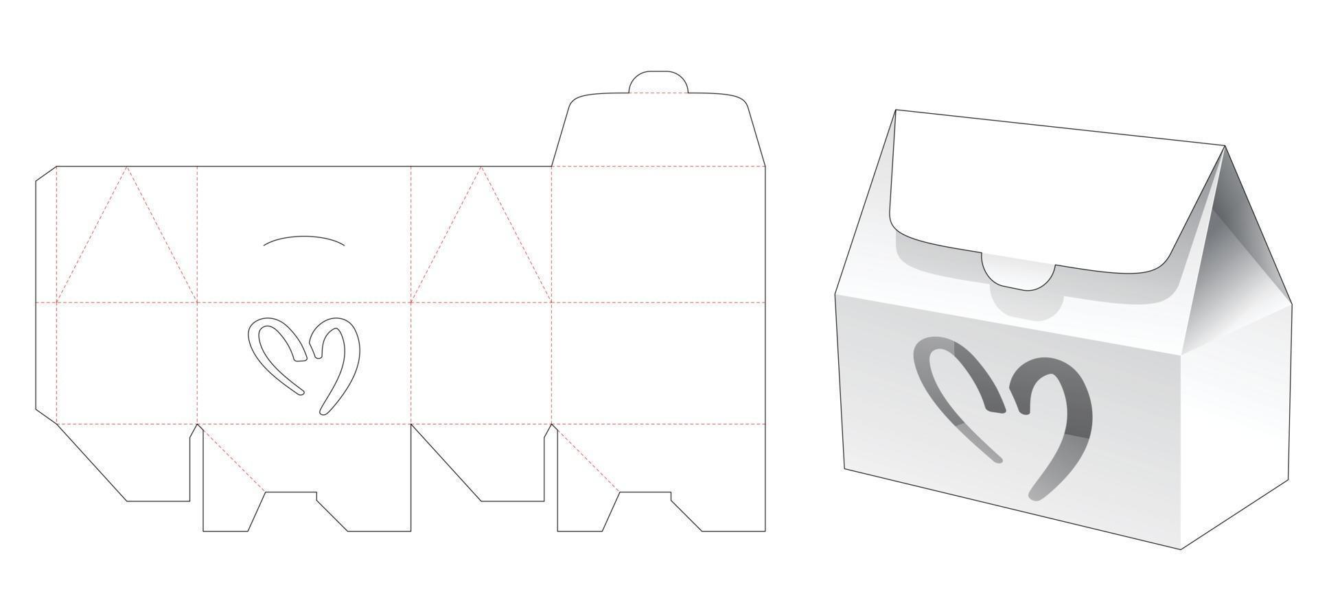 huisdoos met hartvormig raam gestanst sjabloon vector