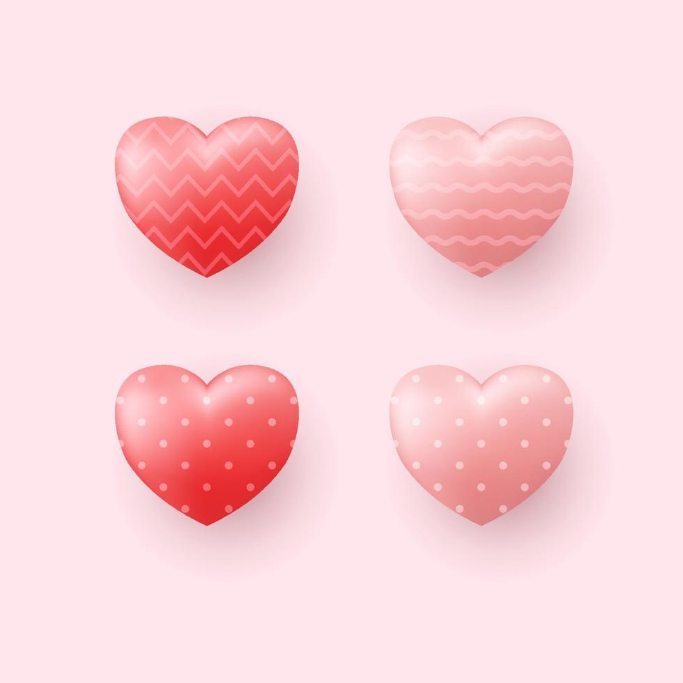 hart pictogramserie. rood en roze hart voor Valentijnsdag. vector