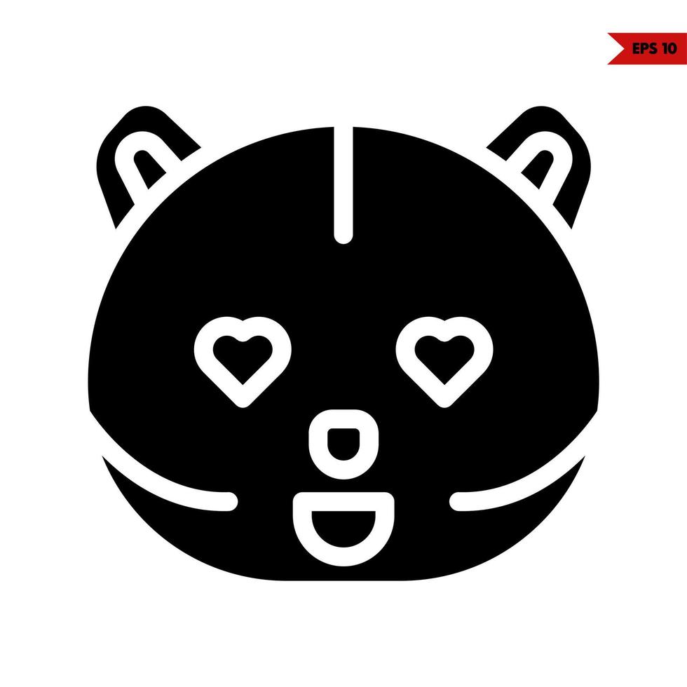 hart oog in kat emoticon glyph icoon vector