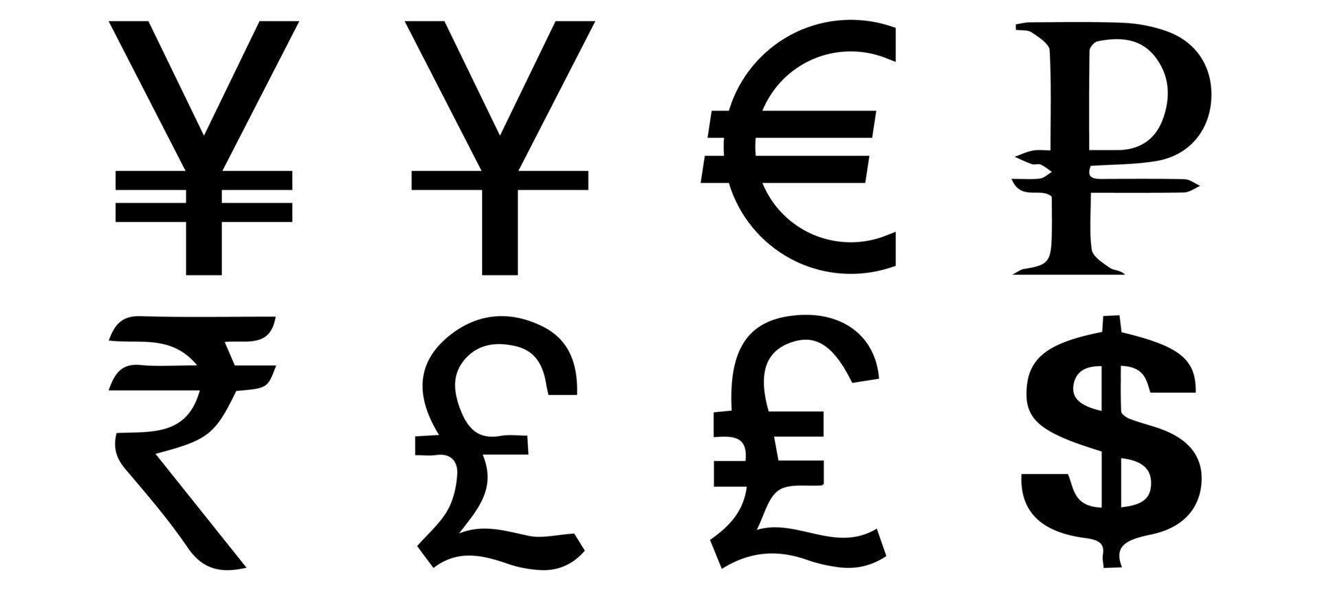 valuta icoon. wit achtergrond zwart kleur valuta symbool vector