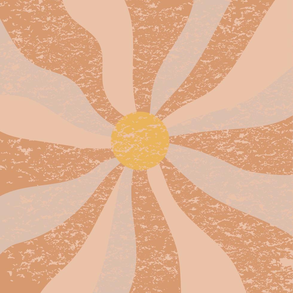 groovy retro zonneschijn poster groovy zon pastel achtergrond, muur kunst wijnoogst retro jaren 70 afdrukken. groovy gestreept achtergrond stralen Aan centrum. zonnestraal zonnestraal wijnoogst achtergrond. pastel boho illustratie. vector