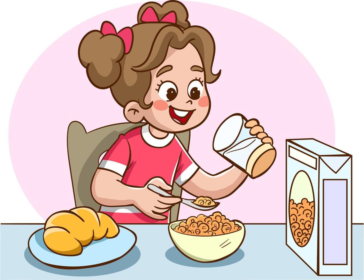 schattig kinderen aan het eten tekenfilm vector