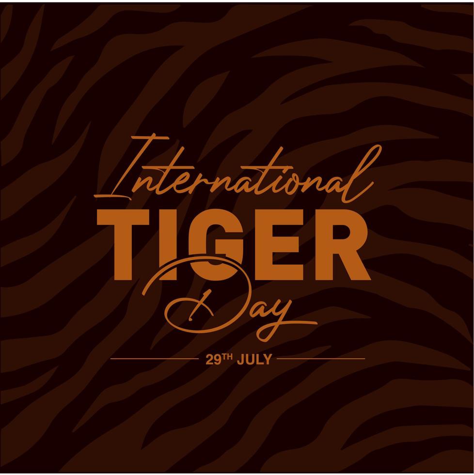 Internationale tijger dag hartelijk groeten. Internationale tijger dag 29 juli. vector