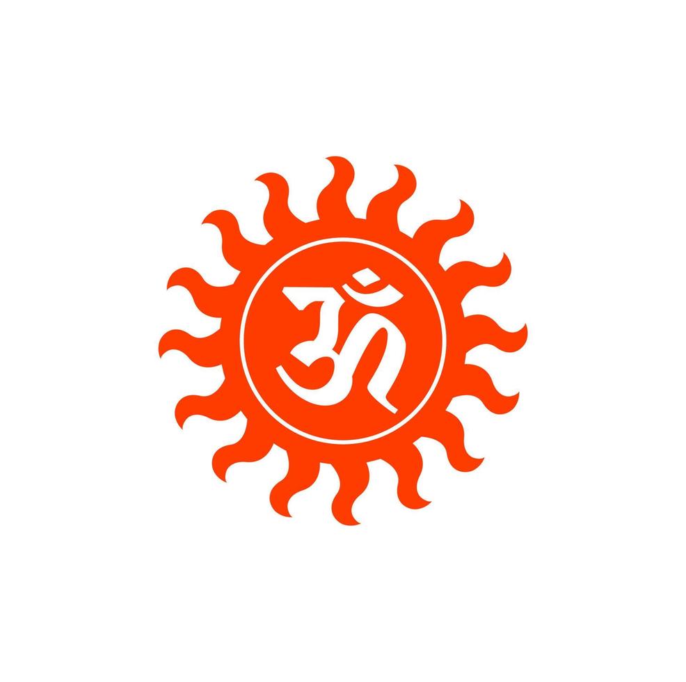 om Hindoe heilig teken Aan oranje zon. vector