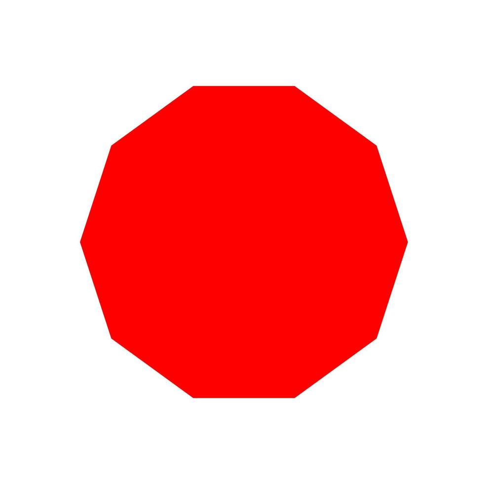 een rood tienhoek vector icoon. rood tienhoek Aan wit achtergrond.