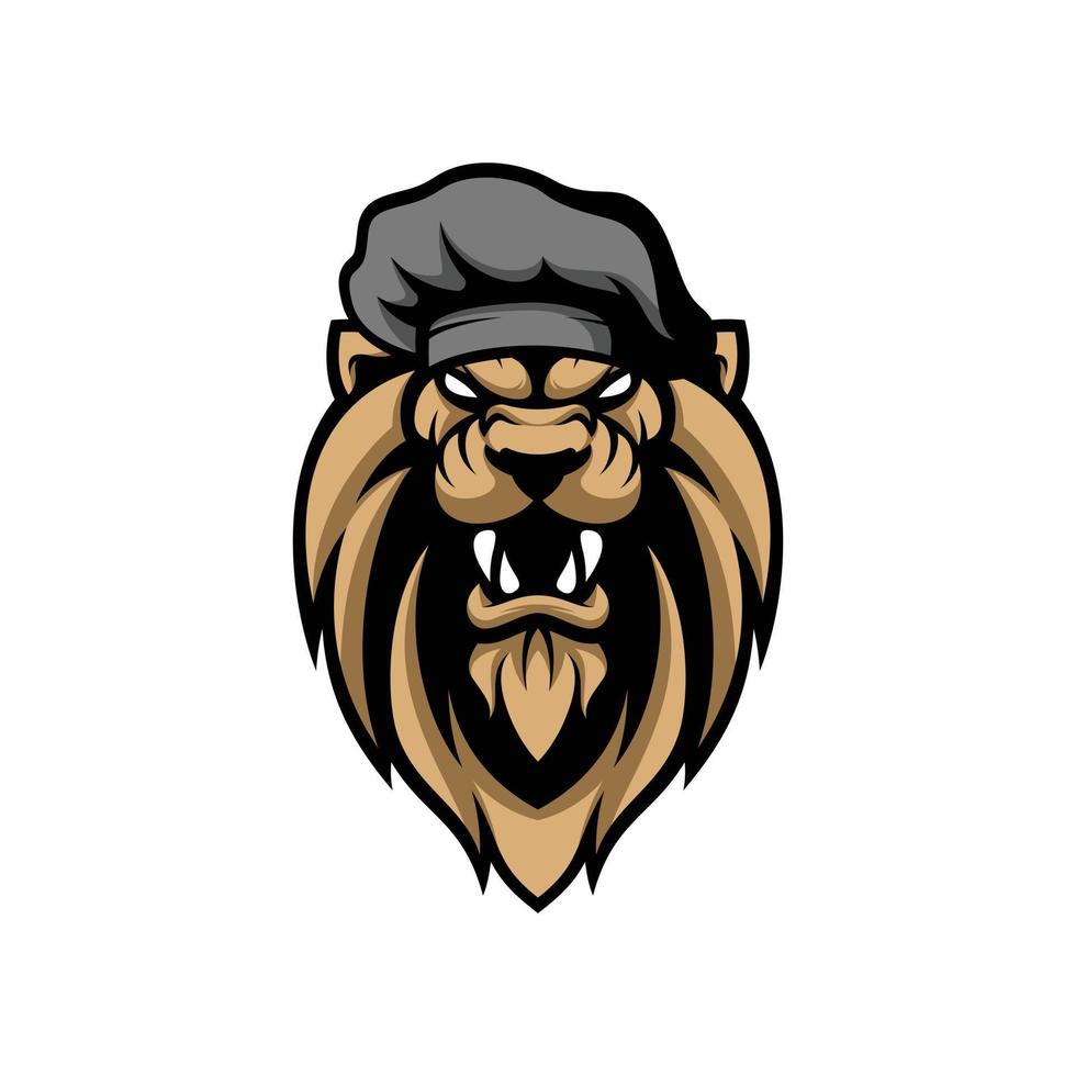 leeuw chef mascotte logo ontwerp vector