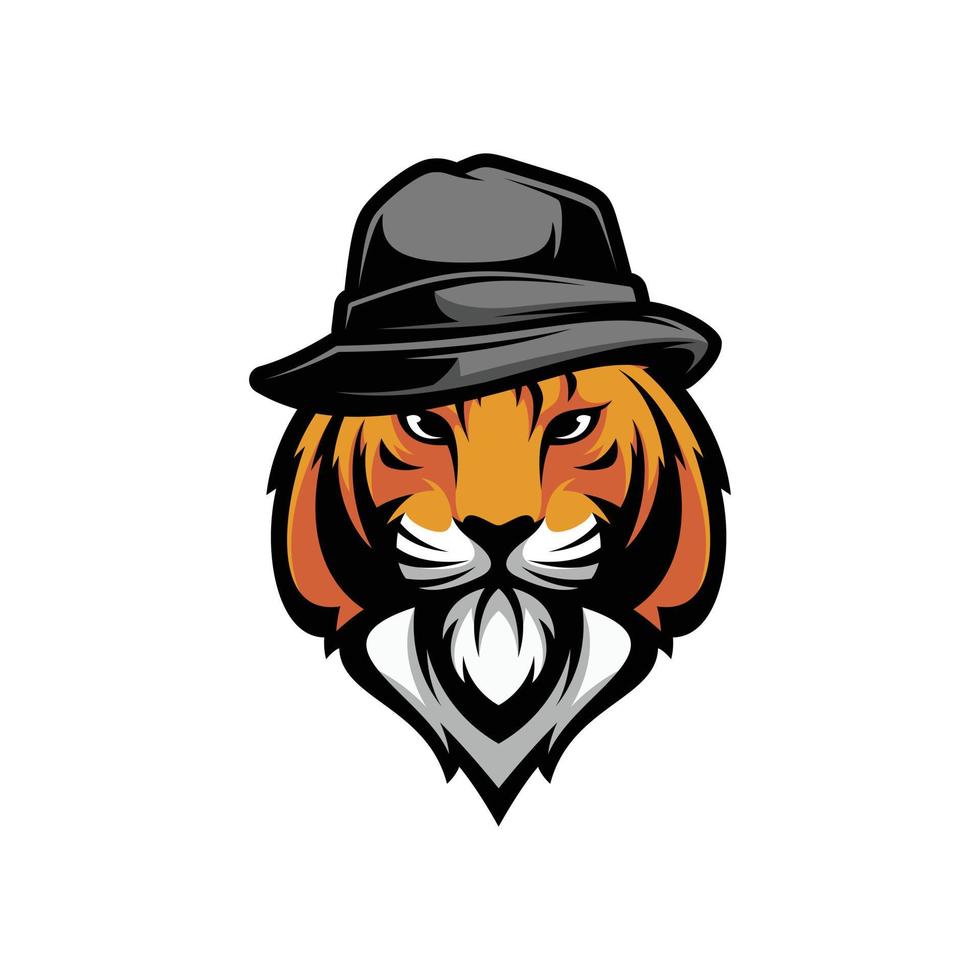 tijger fedora hoed mascotte logo ontwerp vector