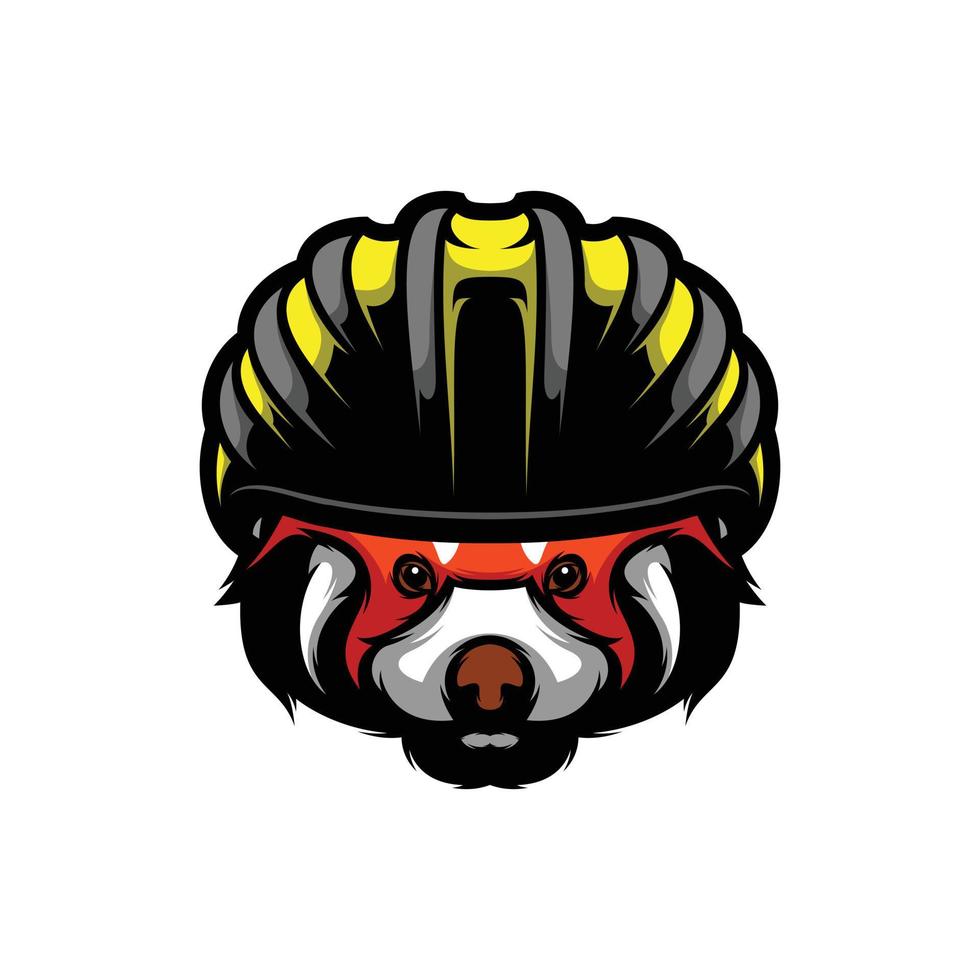 rood panda fiets helm mascotte ontwerp vector