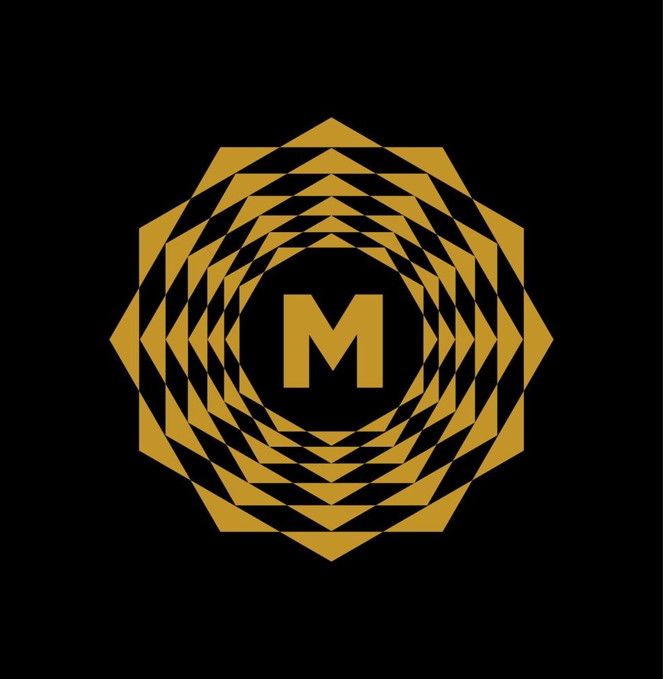 m merk eerste brieven monogram met gouden kleur. vector