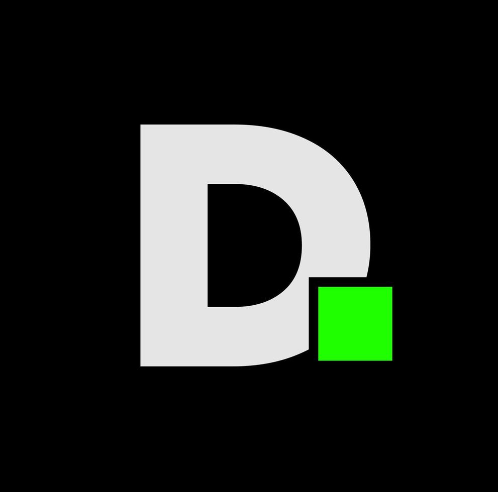 d bedrijf naam eerste brieven monogram. d met groen punt. vector