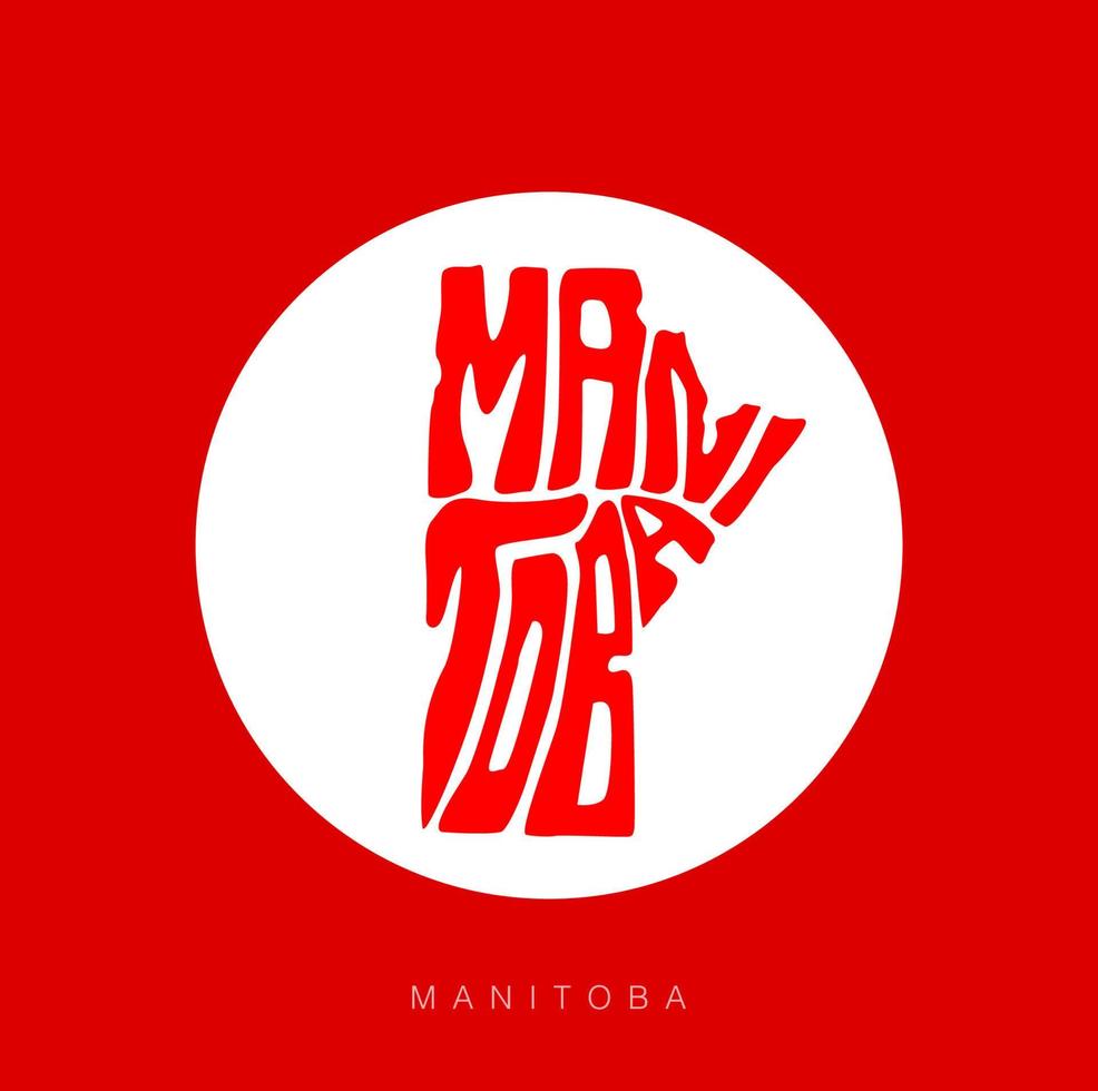 manitoba staat kaart belettering in kaart vorm geven aan. manitoba typografie kaart. vector