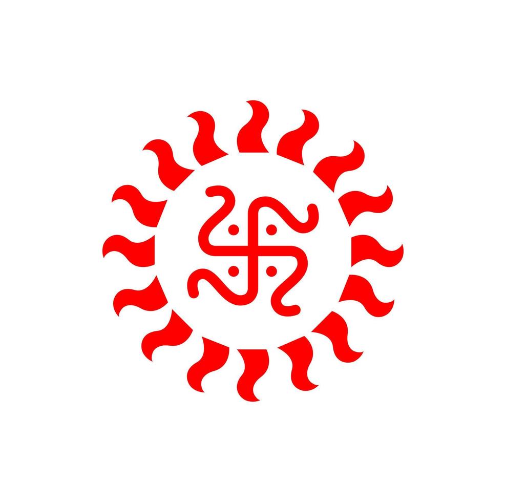 rood swastika met zon icoon. swastika en zon symbool. vector