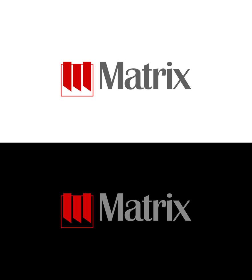 Matrix en m brief monogram. rood monogram Matrix logo. vector