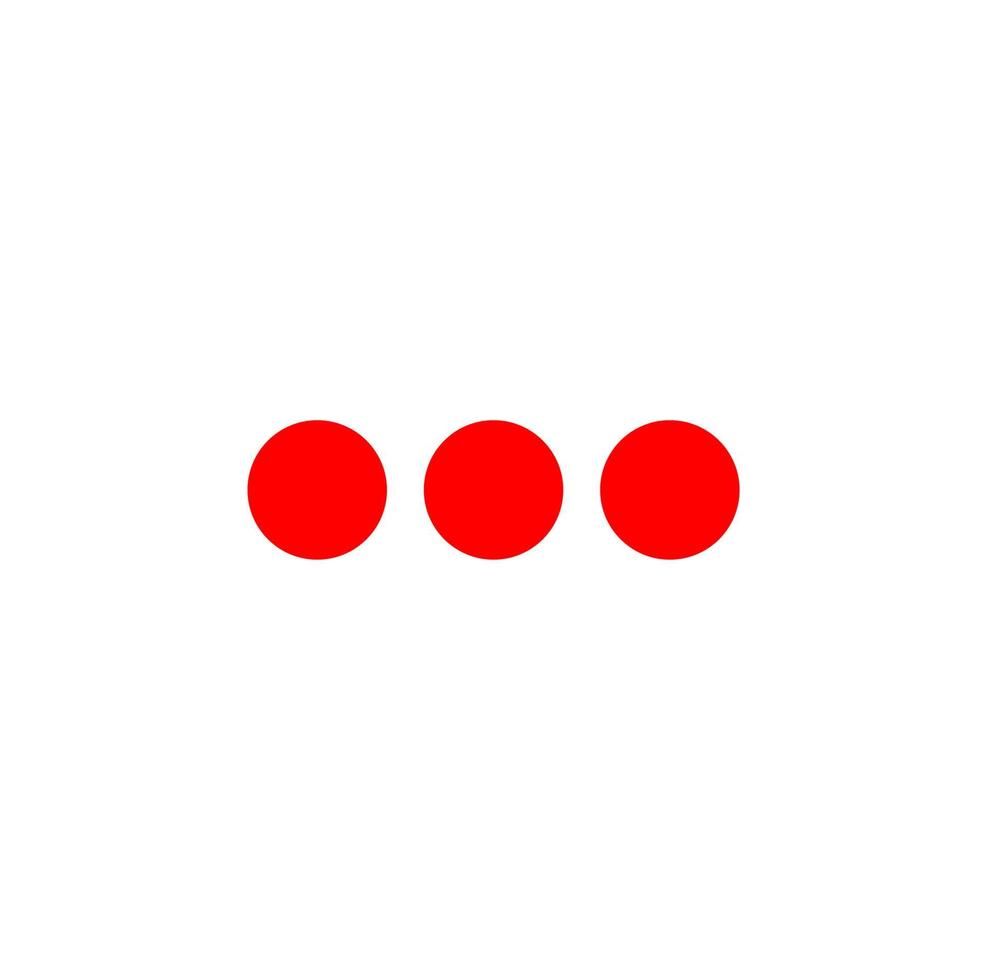drie rood dots Aan dezelfde lijn vector. 3 rood stippen. vector