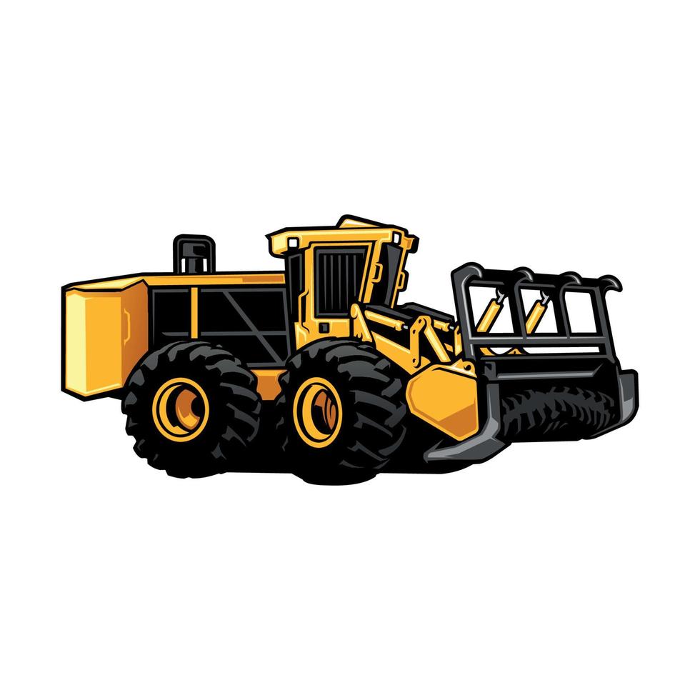 bosbouw mulcher machine geïsoleerd illustratie vector