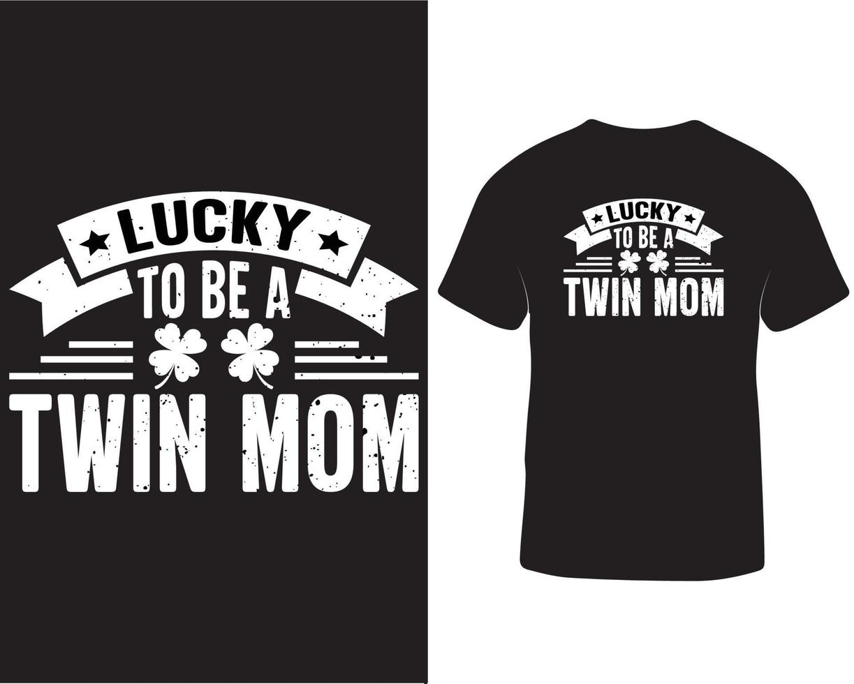Lucky naar worden een tweeling mam st Patrick dag t-shirt ontwerp pro downloaden vector