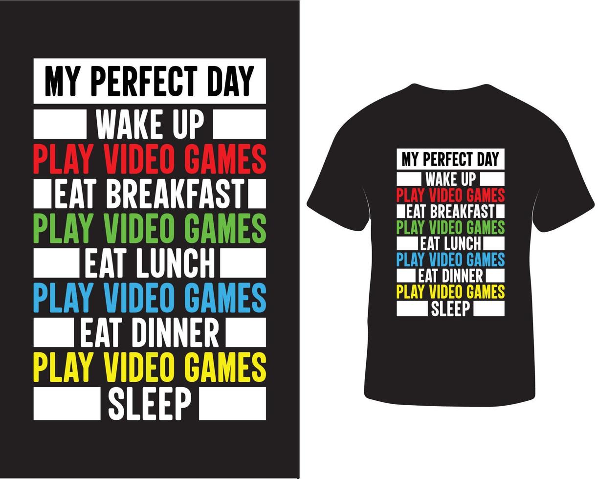 mijn perfect dag video gaming t-shirt ontwerp, grappig gaming t-shirt ontwerp pro downloaden vector