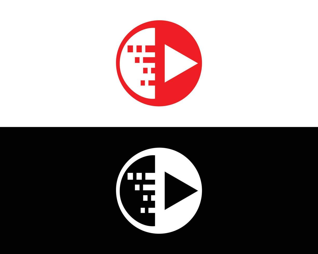 Speel knop logo ontwerp icoon illustratie sjabloon. vector