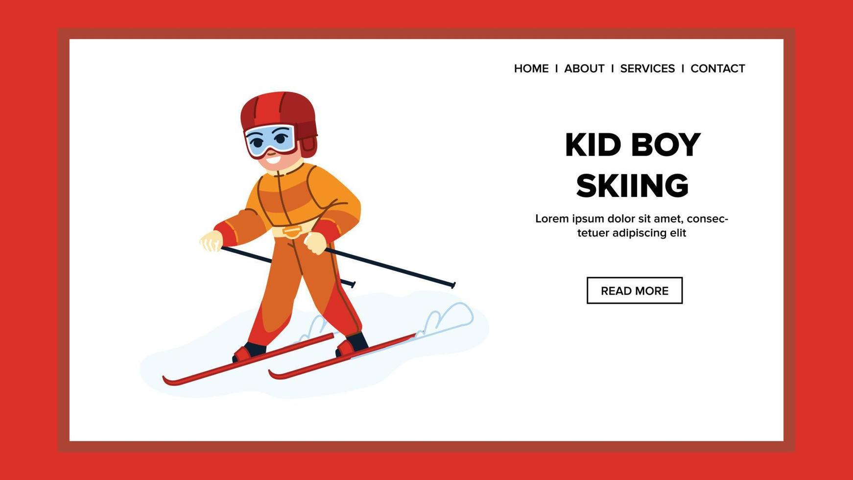 kind jongen skiën vector
