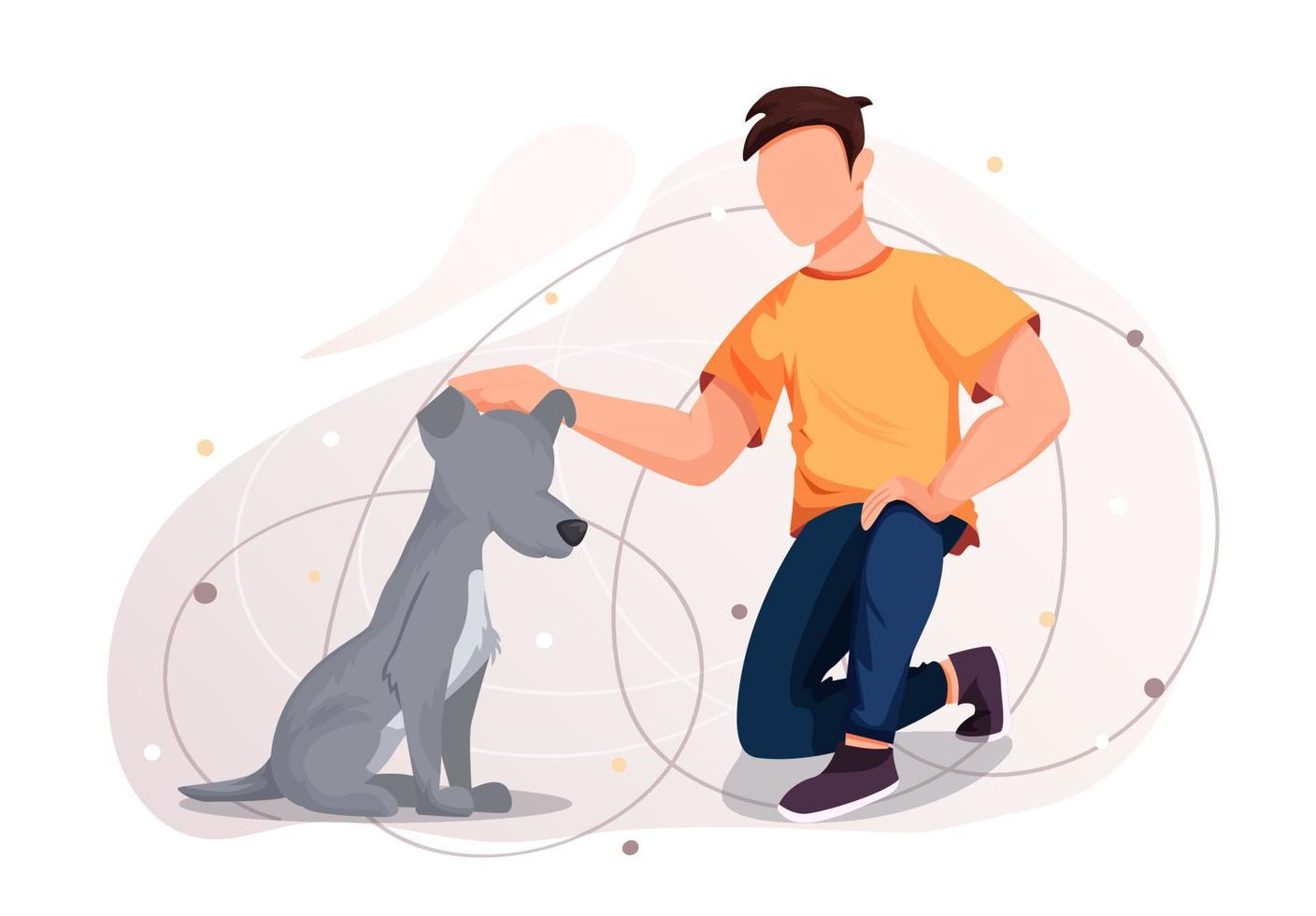 nationaal puppy dag.a Mens Toneelstukken met een hond. adopteren een hond. onderdak hond. vector