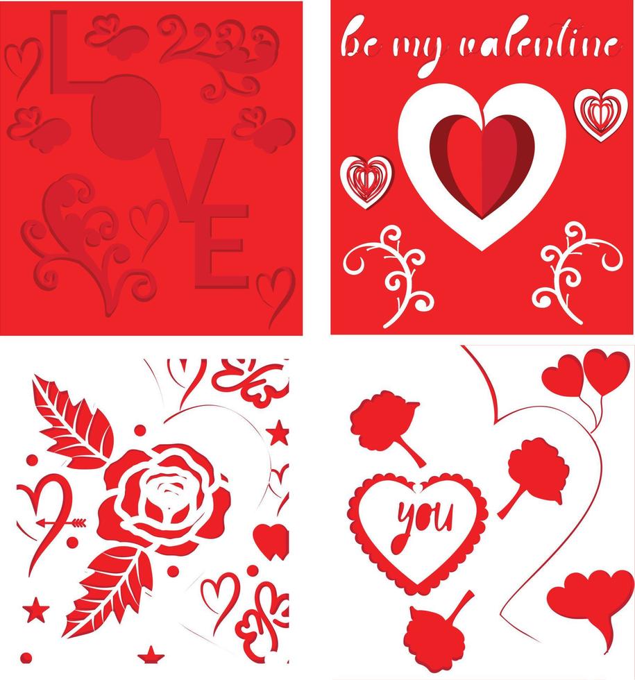 meerlagig Valentijnsdag dag geschenk kaart illustratie bundel vector
