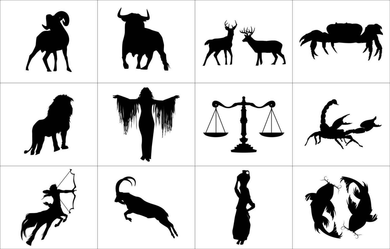allemaal silhouetten van horoscoop symbool. vector eps 10