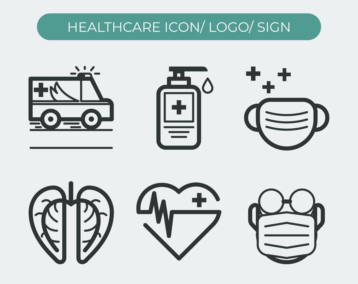 reeks van Gezondheid zorg icoon en symbool. vector eps 10.