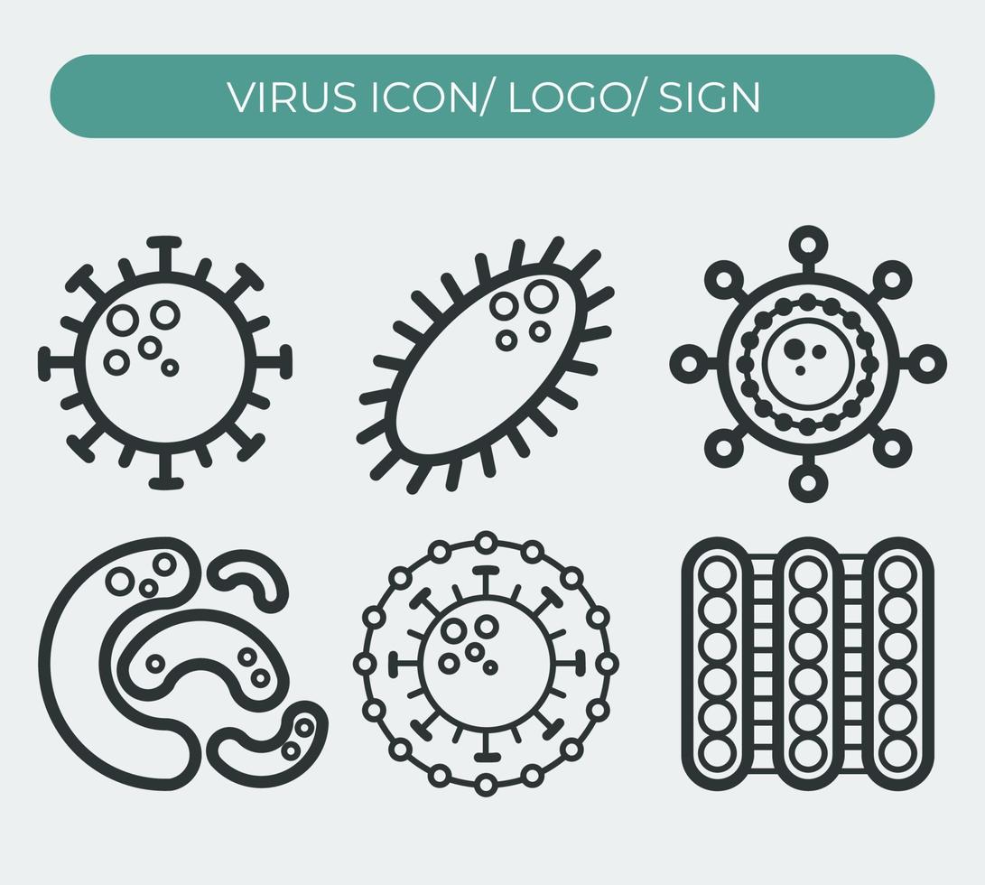 reeks van virus icoon en symbool. vector eps 10.