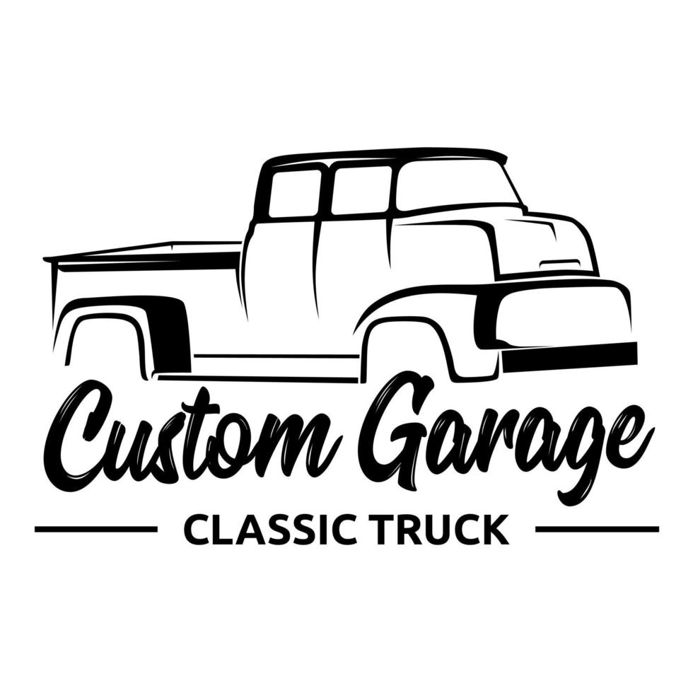 Op maat garage klassiek vrachtauto logo vector