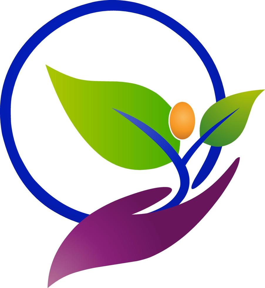 cirkel vector logo illustratie met een blad in een kleurrijk hand-