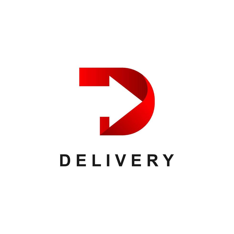 brief d met pijl geschikt voor levering bedrijf logo vector