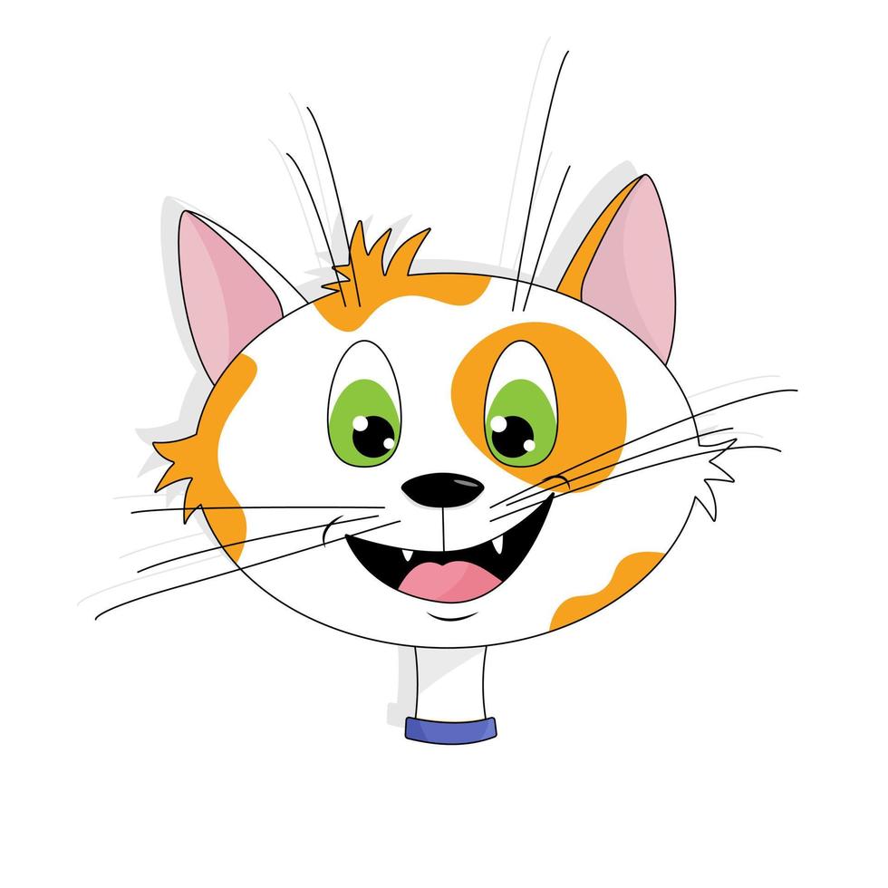 de vlak geïsoleerd schattig glimlachen hoofd van de wit en rood kat vector